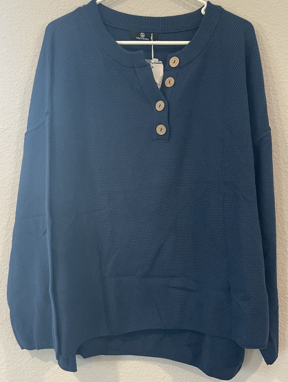 Nwt 2 Piece Cozy Cotton Blend Teal Blue Oversized Sweater Wide Leg Pants Size XL